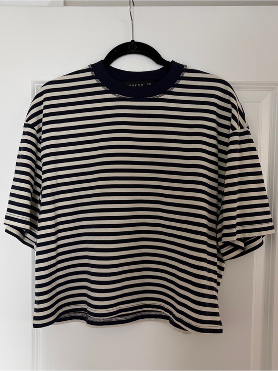 Lioness Tops - Lioness Navy and White Long Sleeve Striped Tee